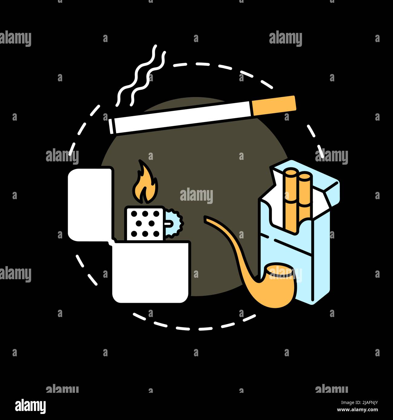 Smoking accessories concept icon for dark theme Stock Vector