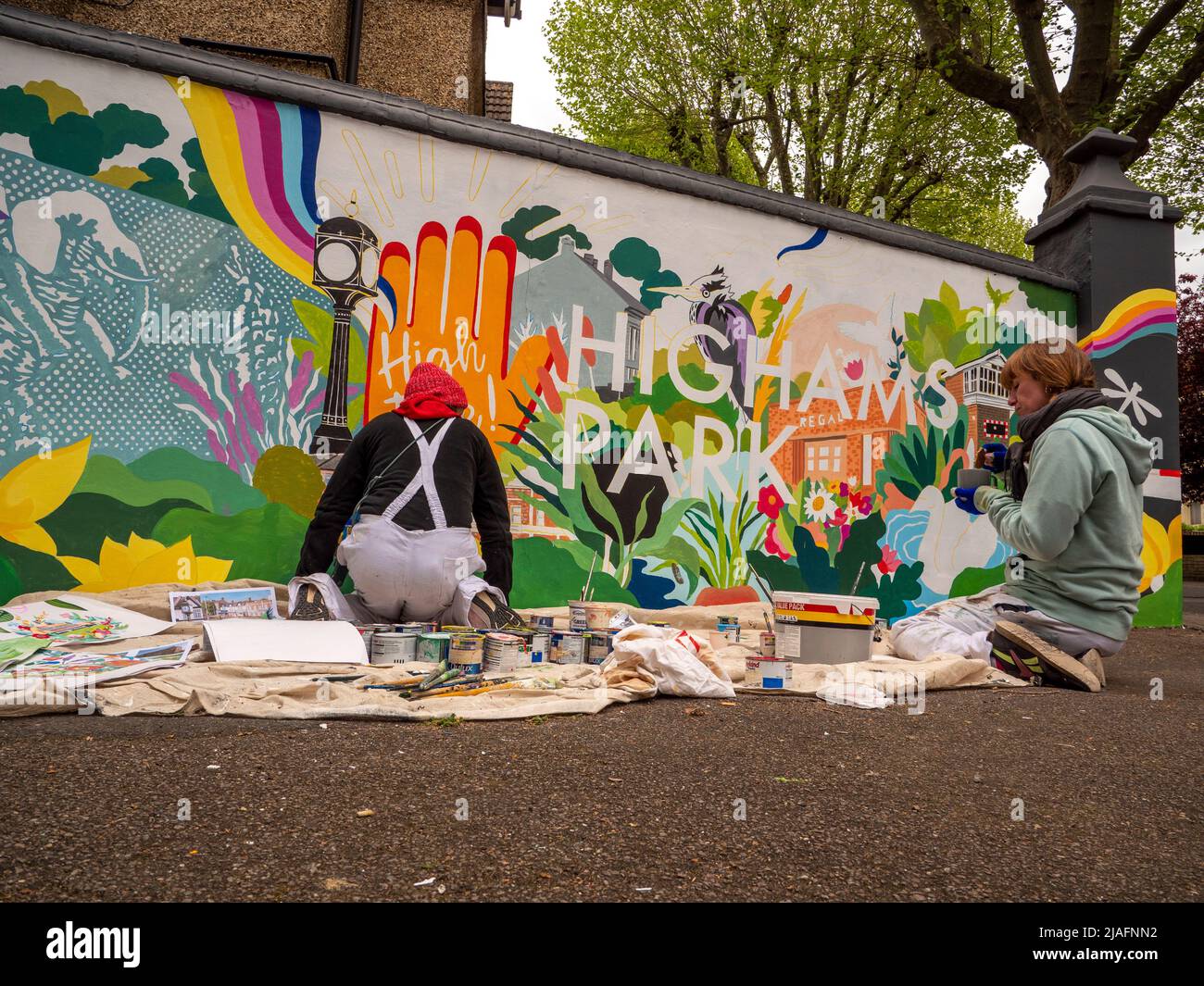 Highams Park London, commissioned painters on dust sheet painting art