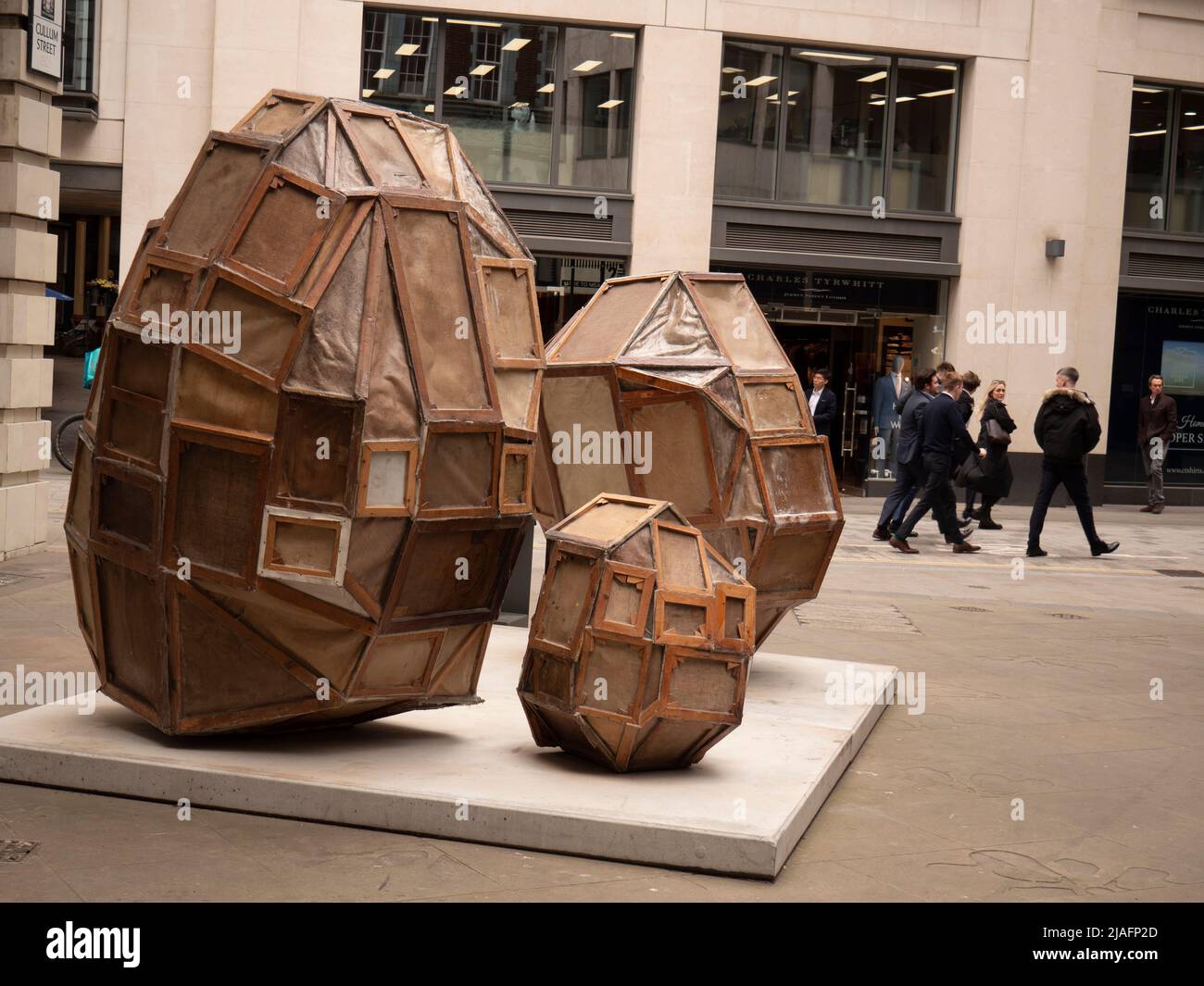 Orphans by Bram Ellens, discarded paintings sculpture in Central London Stock Photo