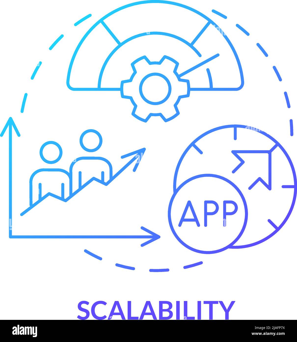 Scalability blue gradient concept icon Stock Vector