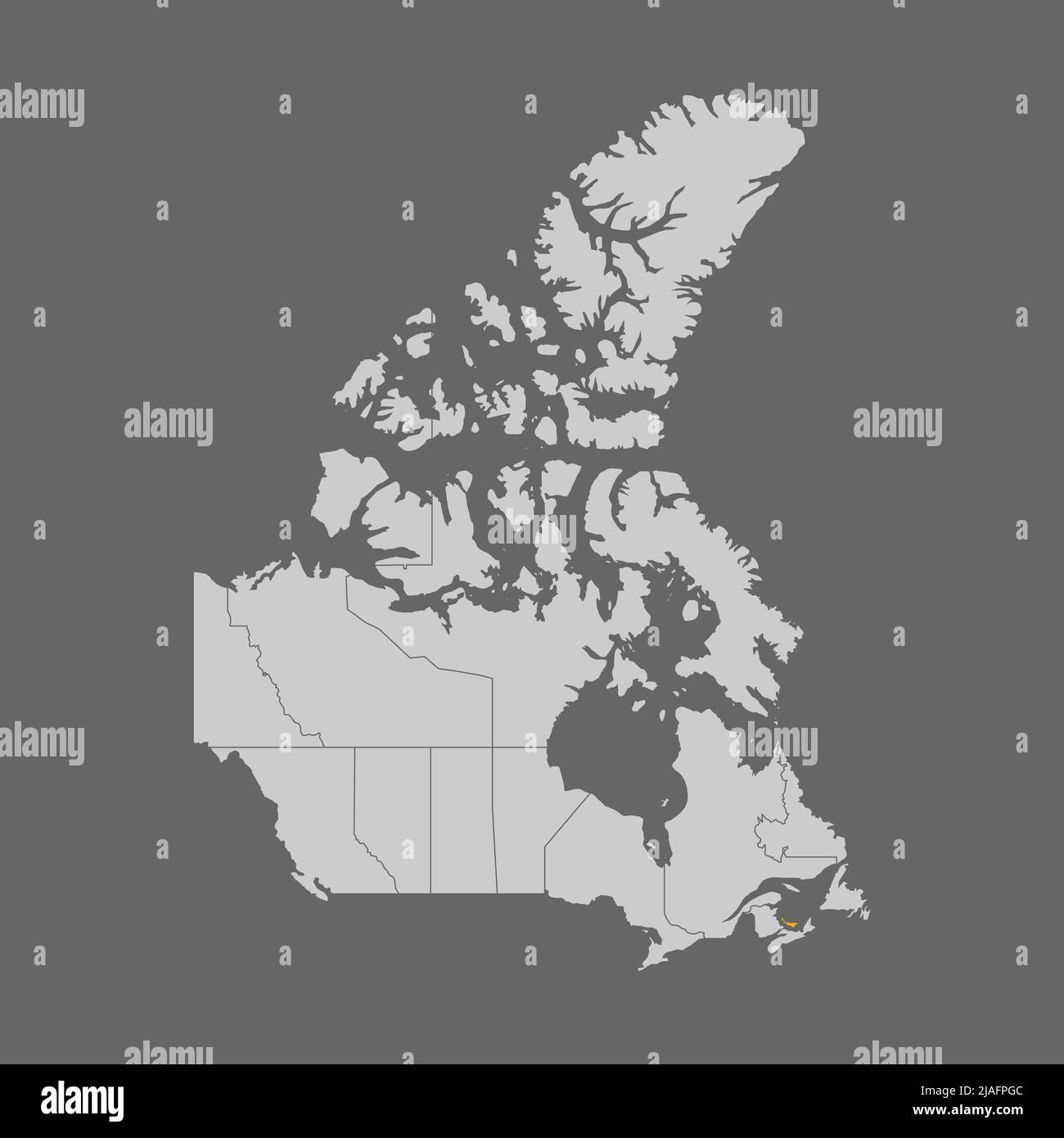 Prince Edward Island highlighted on map of Canada Stock Vector