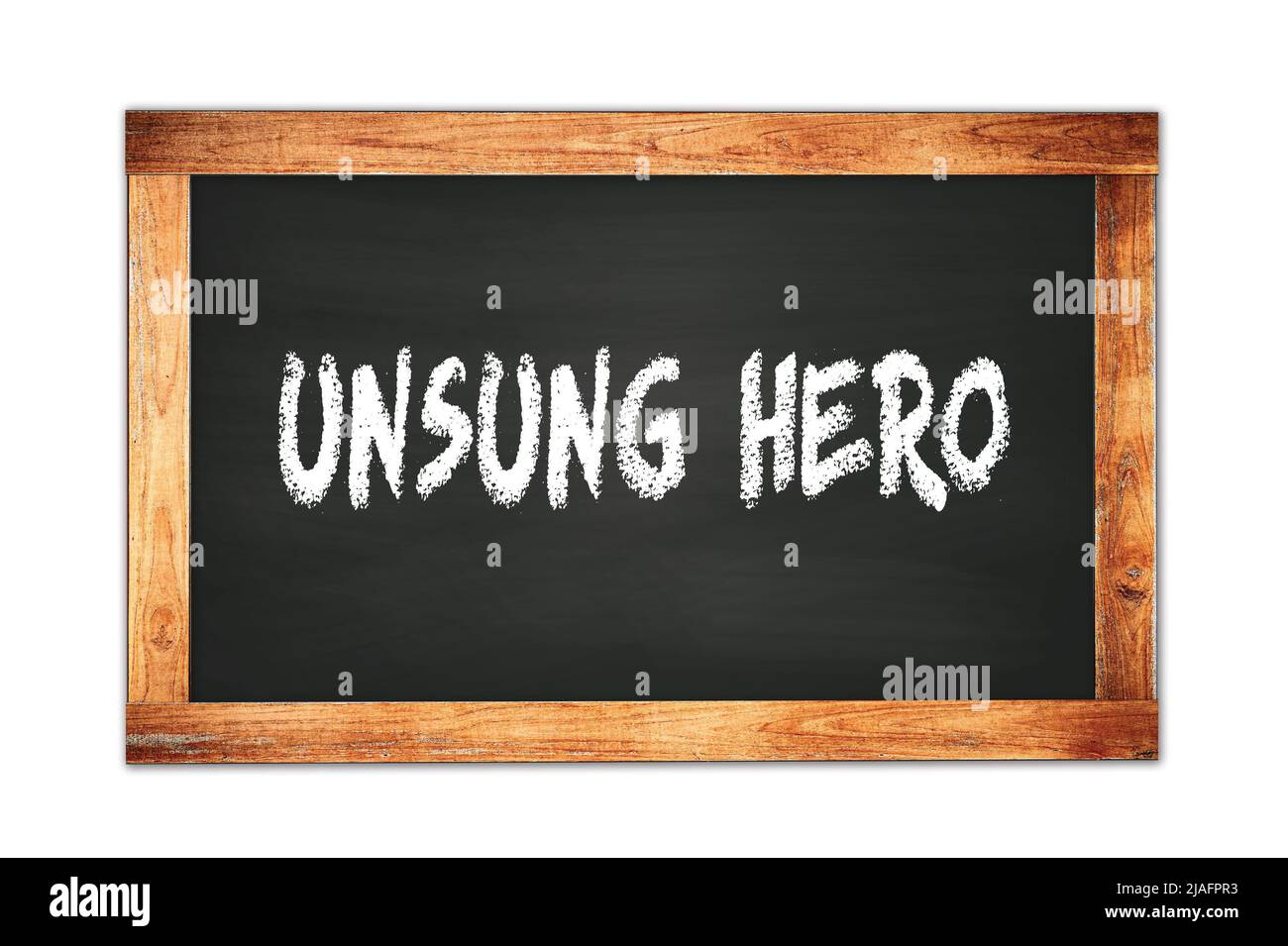 UNSUNG  HERO text written on black wooden frame school blackboard. Stock Photo