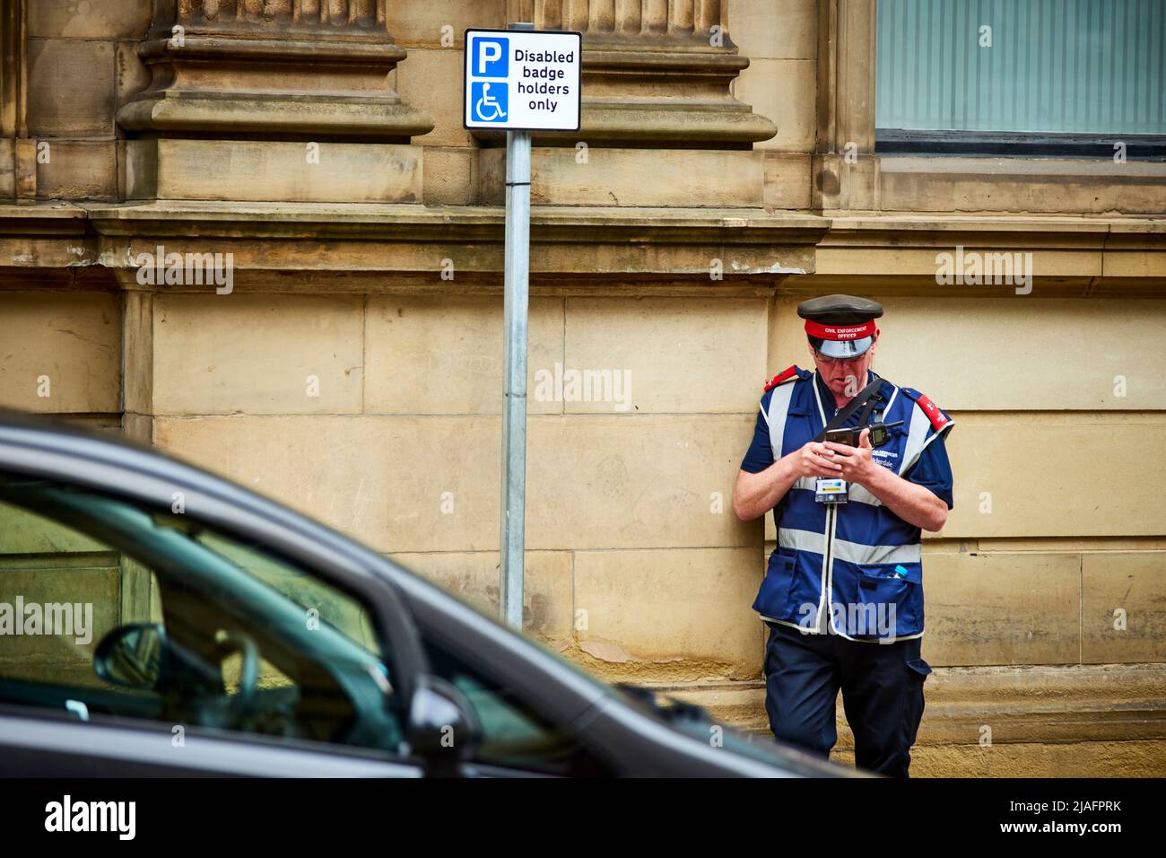 Halifax West Yorkshire, council traffic warden civil enforcement Stock Photo