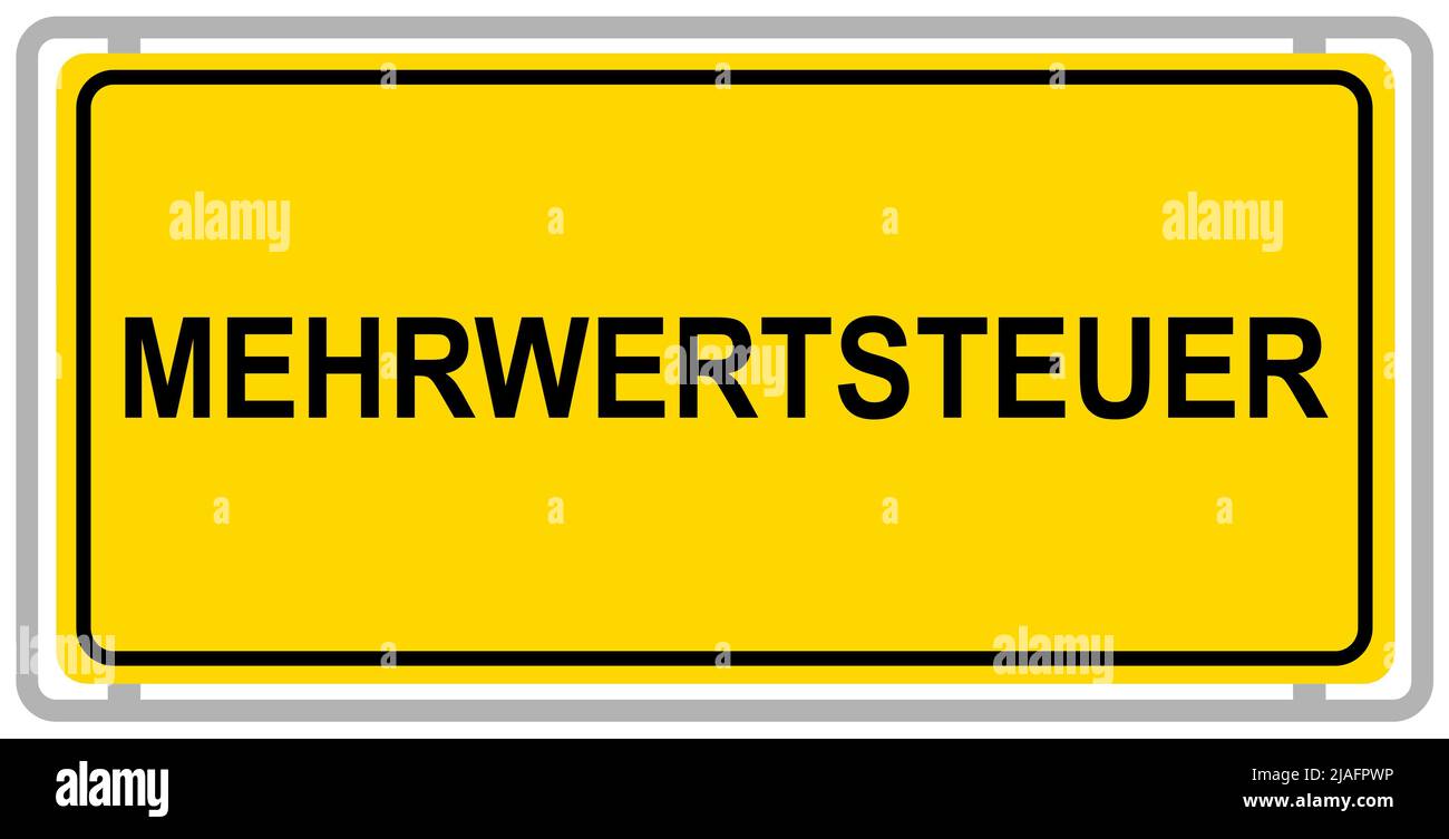 German yellow sign and value-added tax isolated on white background Stock Photo
