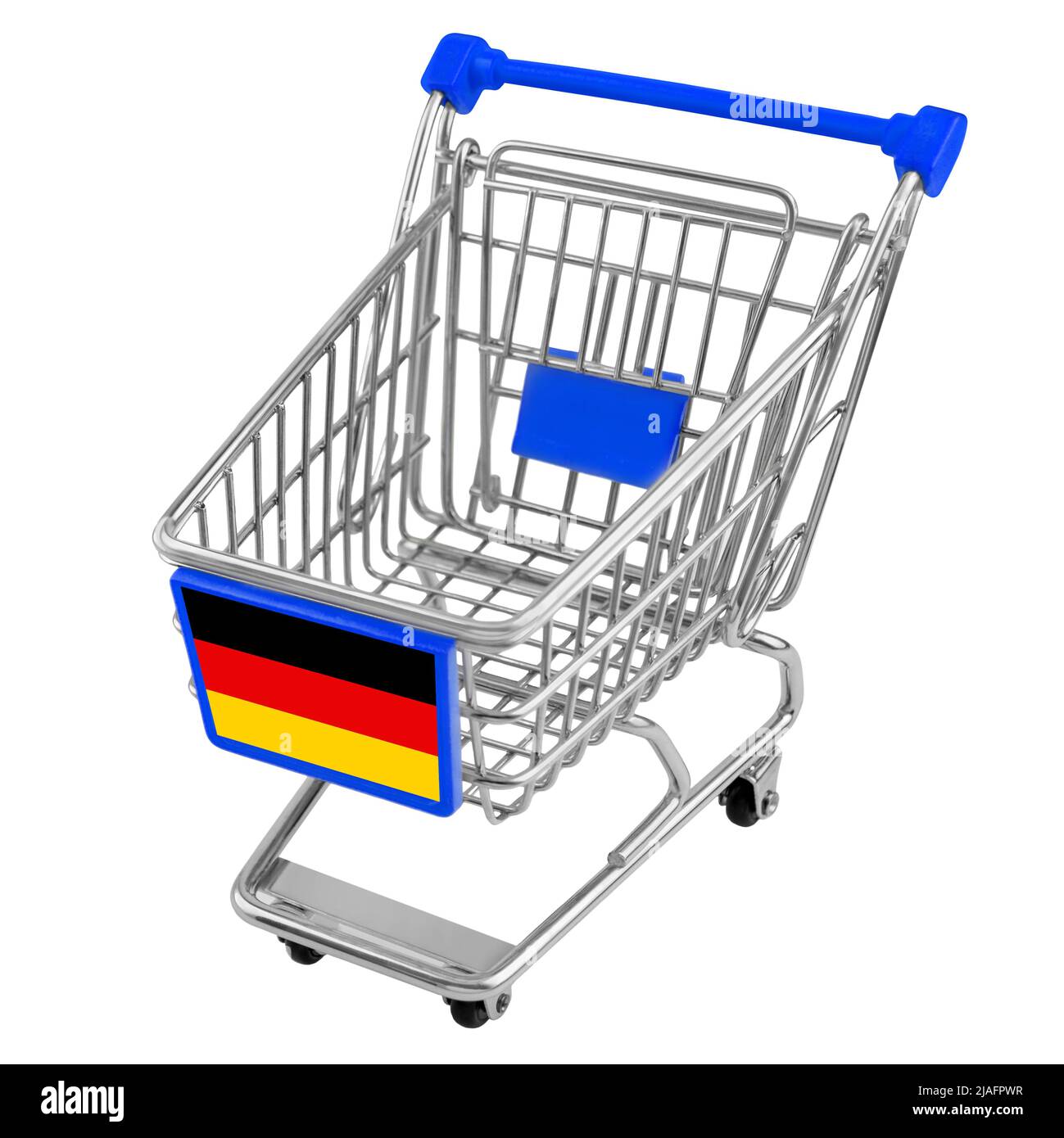 German Flag with shopping cart isolated on white background Stock Photo