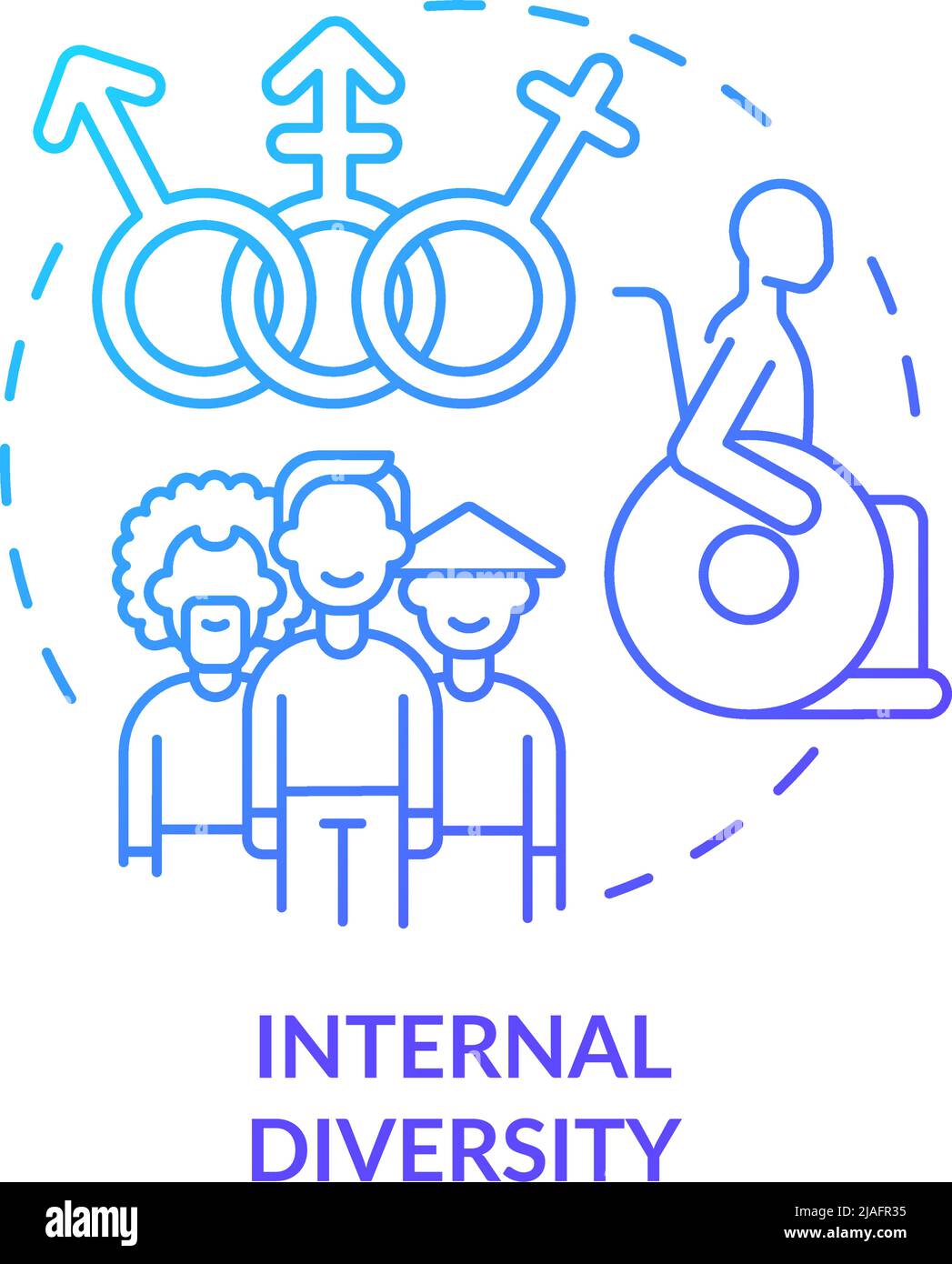 Internal diversity blue gradient concept icon Stock Vector
