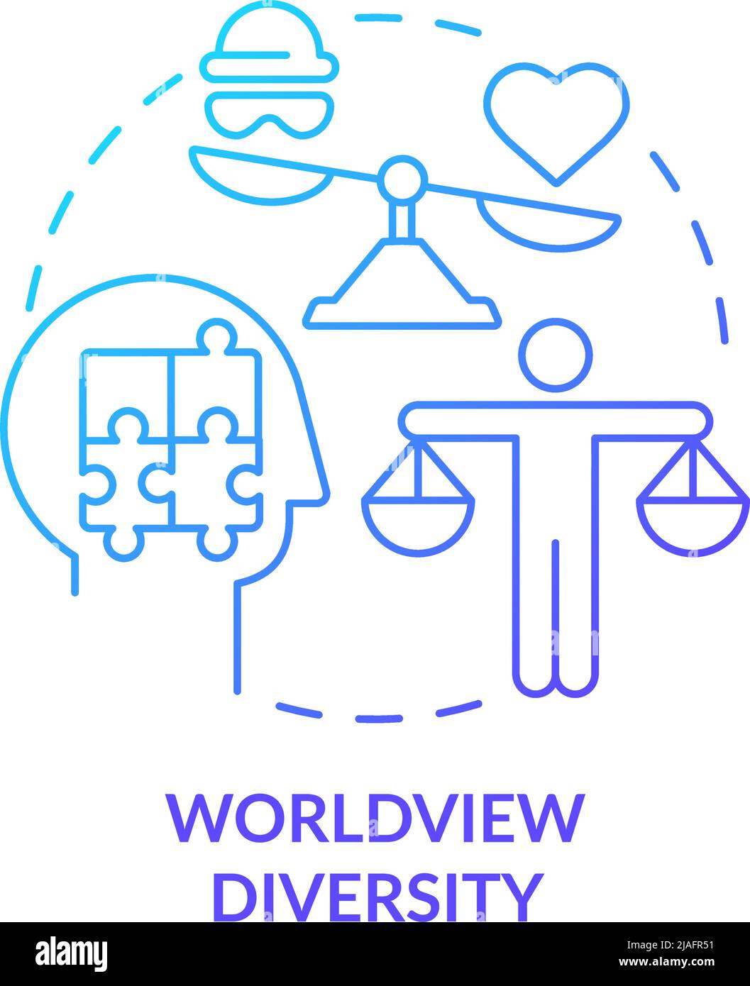 Worldview diversity blue gradient concept icon Stock Vector