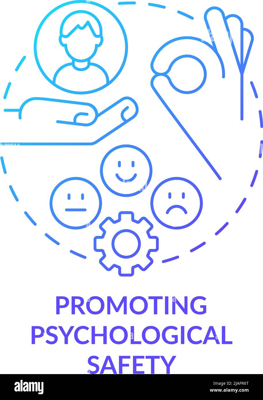 Promoting psychological safety blue gradient concept icon Stock Vector