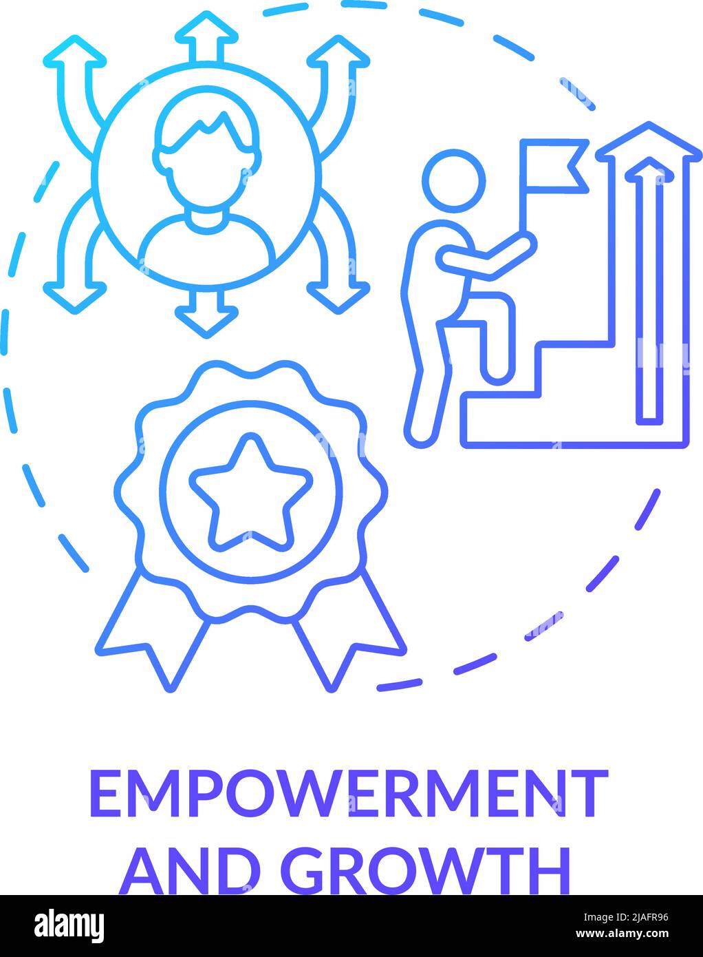 Empowerment and growth blue gradient concept icon Stock Vector