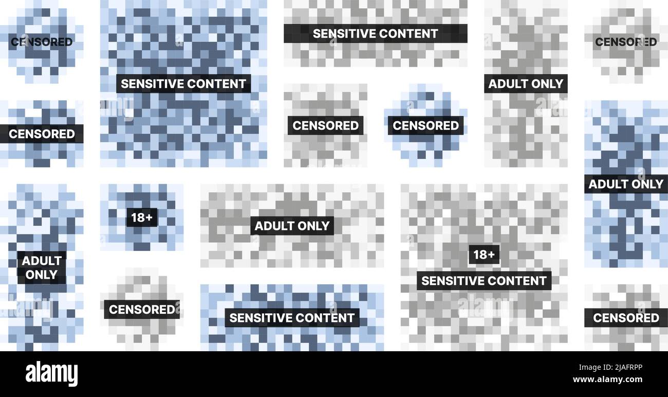 Censured mosaic. Censorship symbols adult only content nudity with ...