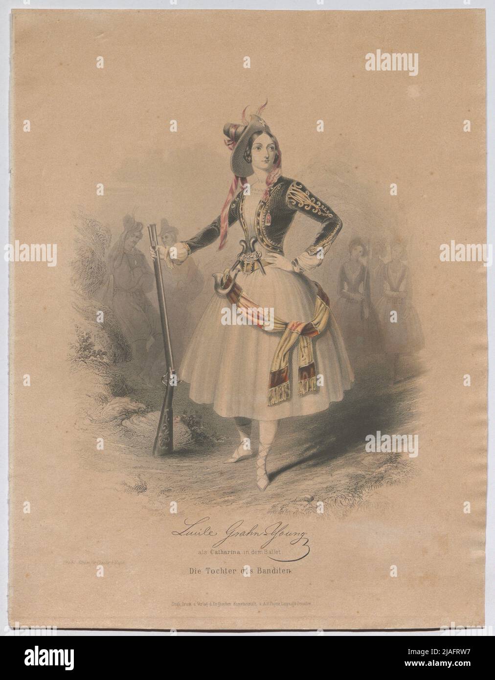 Lucile Grahn-Young as Catharina in the ballet: The daughter of the bandit. '. Tancer Lucile Grahn-Young as Catharina in the ballet' The daughter of the bandit '(from' Spray album for Theater & Musik '). Albert Henry Payne ( 1812-1902), realization, Albert Henry Payne (1812-1902), publisher Stock Photo