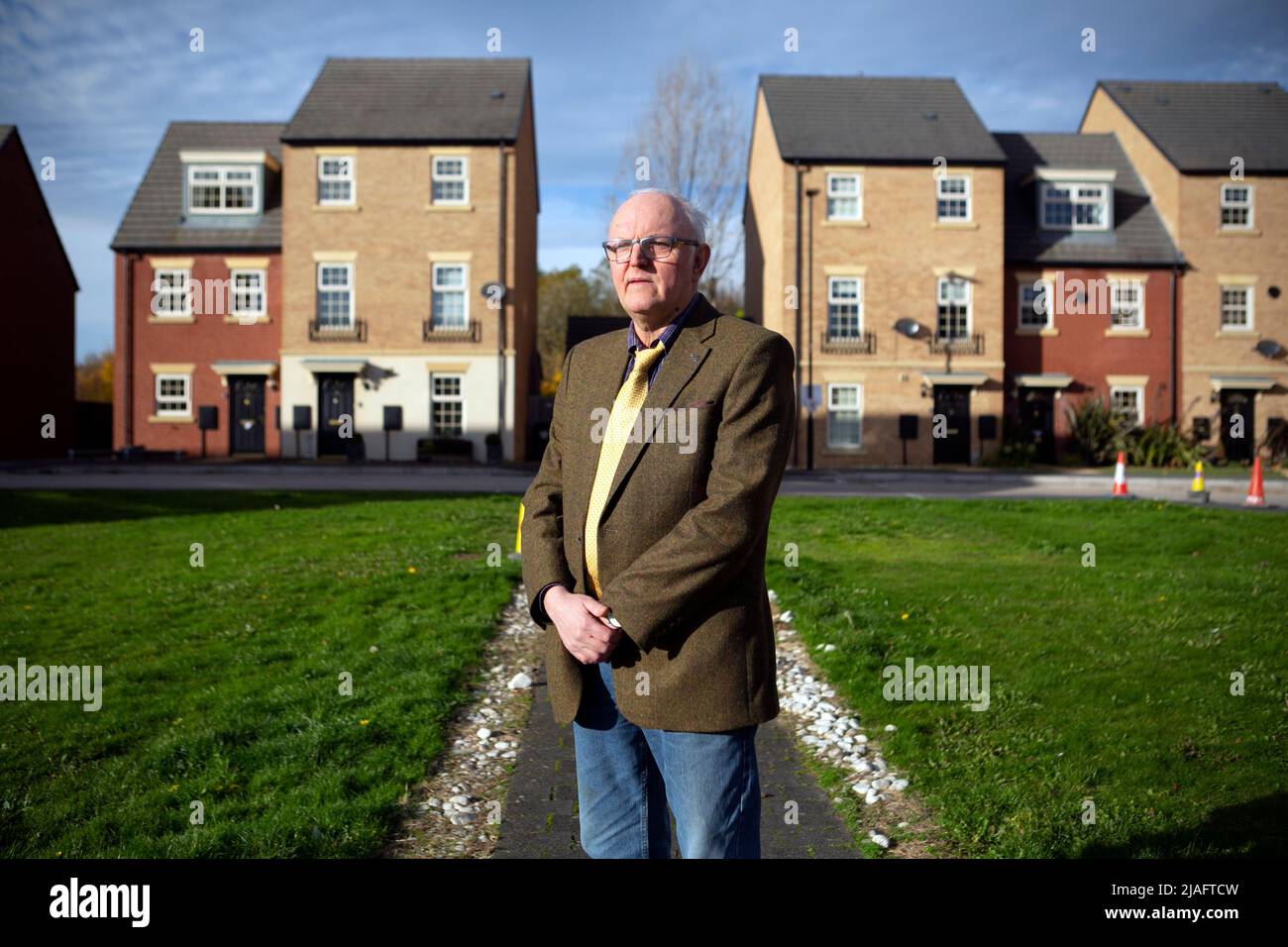 Andrew Pickering, Ward Councillor for Mexborough photographed on the Shimmer Housing Estate in the town of Mexborough near Doncaster in south Yorkshir Stock Photo