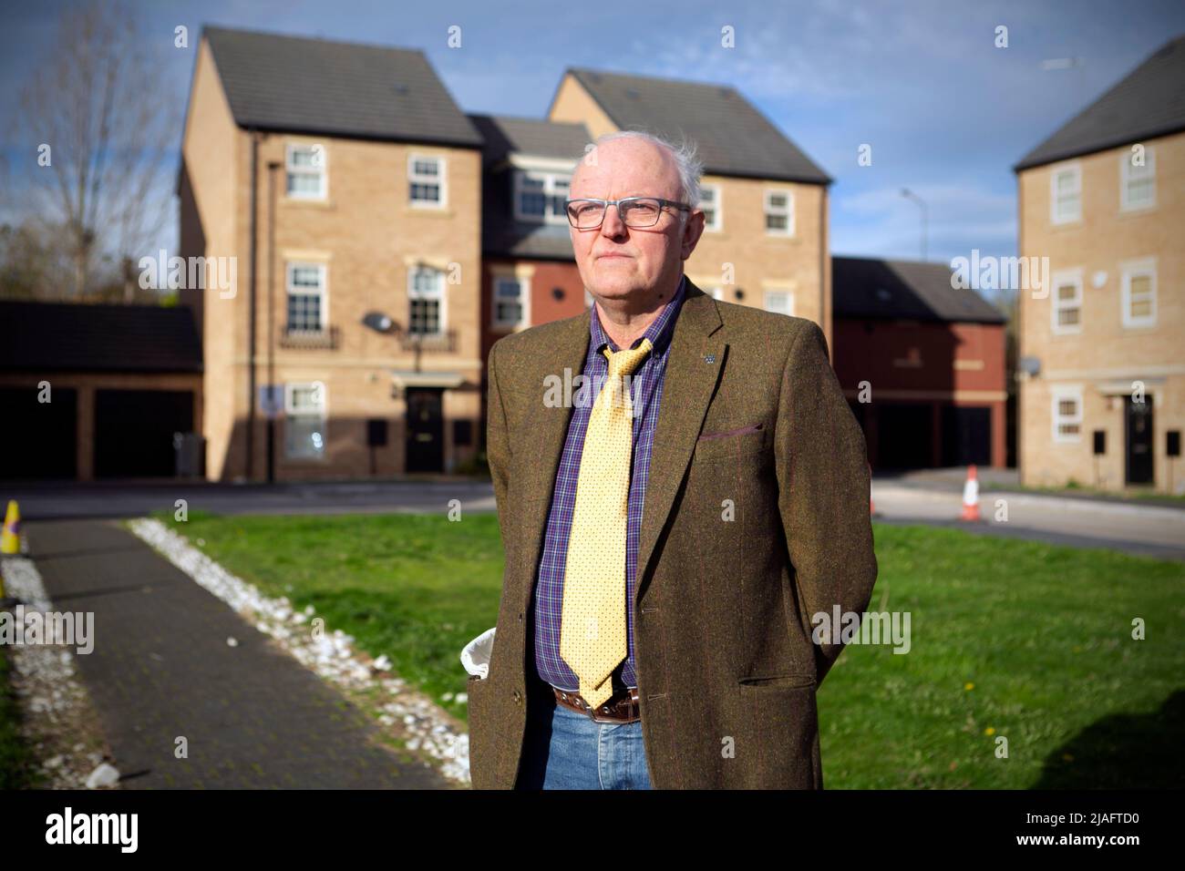 Andrew Pickering, Ward Councillor for Mexborough photographed on the Shimmer Housing Estate in the town of Mexborough near Doncaster in south Yorkshir Stock Photo