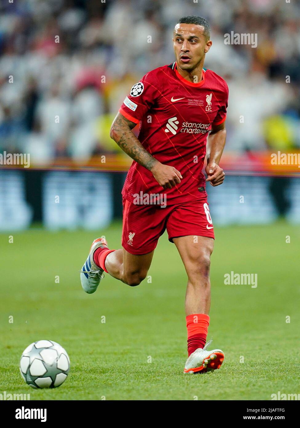 Thiago Alcantara of Liverpool FC during the UEFA Champions League Final match between Liverpool FC and Real Madrid played at Stade de France on May 28, 2022 in Paris, France. (Photo / Magma) Stock Photo