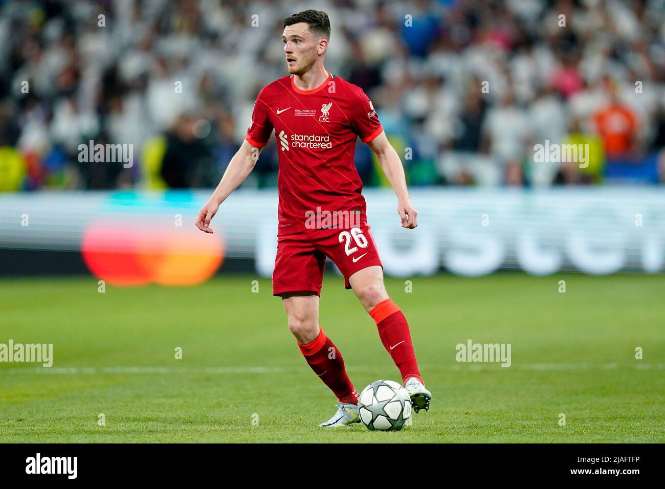 Andy Robertson of Liverpool FC during the UEFA Champions League Final match between Liverpool FC and Real Madrid played at Stade de France on May 28, 2022 in Paris, France. (Photo / Magma) Stock Photo