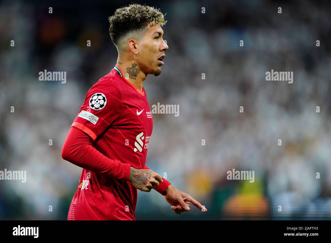 Roberto Firminho of Liverpool FC during the UEFA Champions League Final match between Liverpool FC and Real Madrid played at Stade de France on May 28, 2022 in Paris, France. (Photo / Magma) Stock Photo