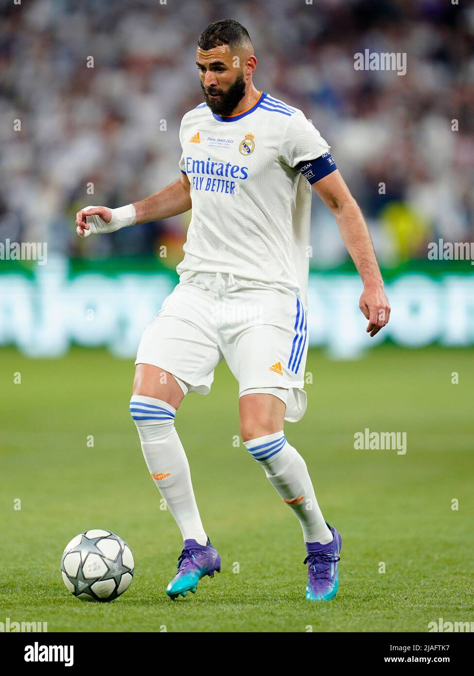 Karim Benzema of Real Madrid during the UEFA Champions League Final match between Liverpool FC and Real Madrid played at Stade de France on May 28, 2022 in Paris, France. (Photo / Magma) Stock Photo