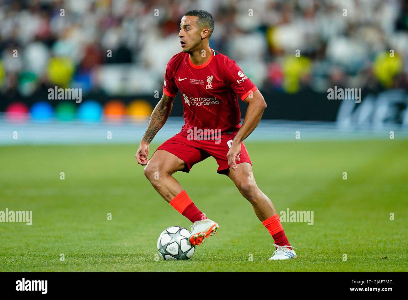 Thiago Alcantara of Liverpool FC during the UEFA Champions League Final match between Liverpool FC and Real Madrid played at Stade de France on May 28, 2022 in Paris, France. (Photo / Magma) Stock Photo