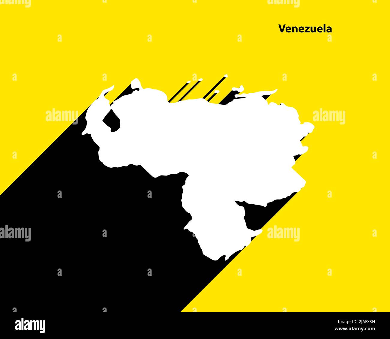 Venezuela Map on retro poster with long shadow. Vintage sign easy to edit, manipulate, resize or colourise. Stock Vector