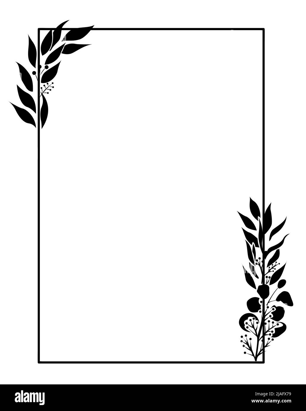 Floral Rectangular Frame or Border design isolated on white background  - vector illustration Stock Vector