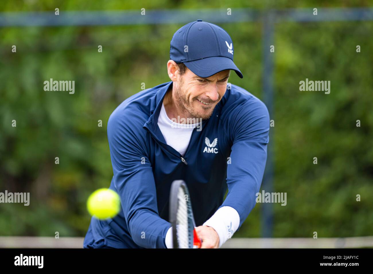 SURREY, UNITED KINGDOM. 30th May, 2022. Andy Murray in pre-match warm up session during Surbiton Trophy 2022 at Surbiton Racket & Fitness Club on Monday, May 30, 2022 in SURREY ENGLAND. Credit: Taka G Wu/Alamy Live News Stock Photo