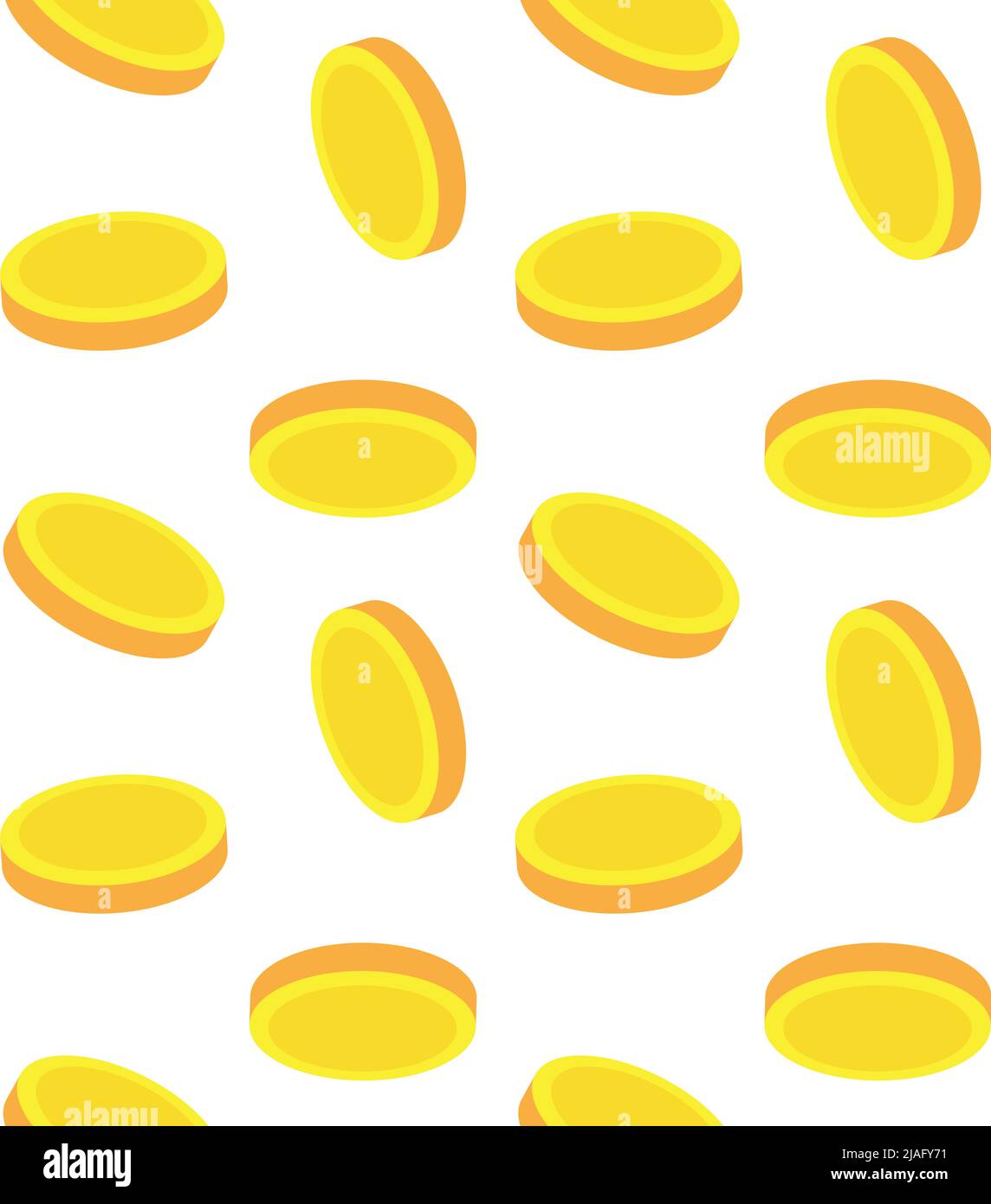 Vector seamless pattern of flat golden coins isolated on white ...