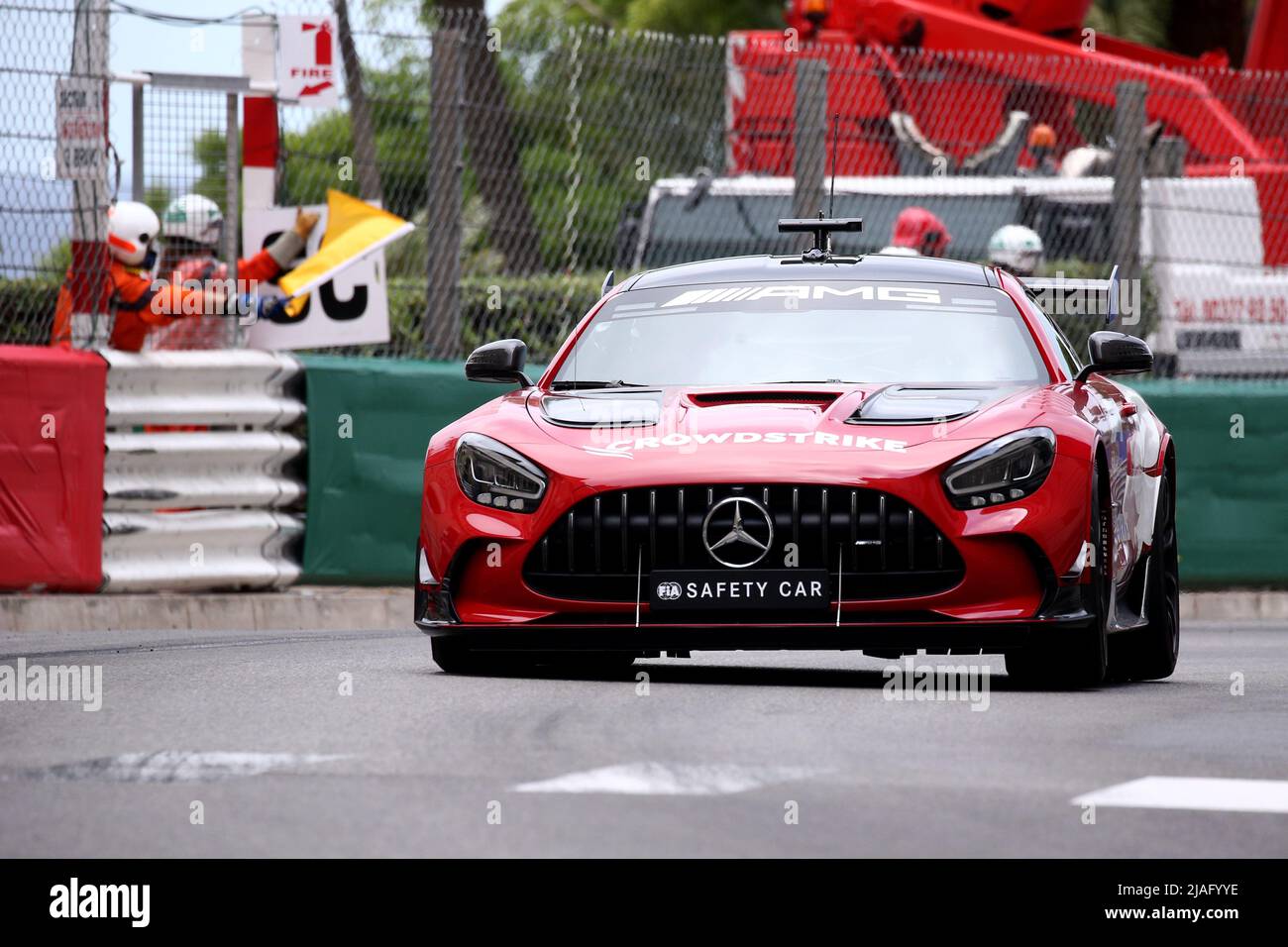 Safety car on track during the F1 Grand Prix of Monaco at Circuit de Monaco on May 29, 2022 in