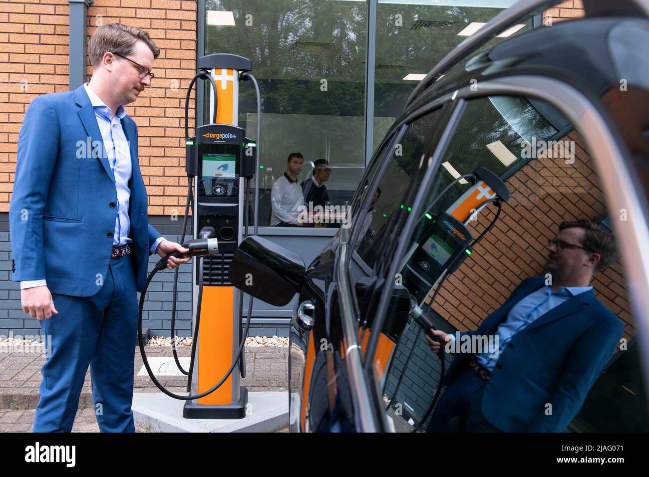 electric car charging Stock Photo