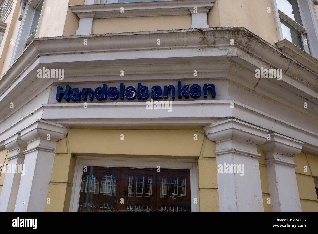 Handelsbanken sign on the corner of the bank buildingforeign bank Stock Photo