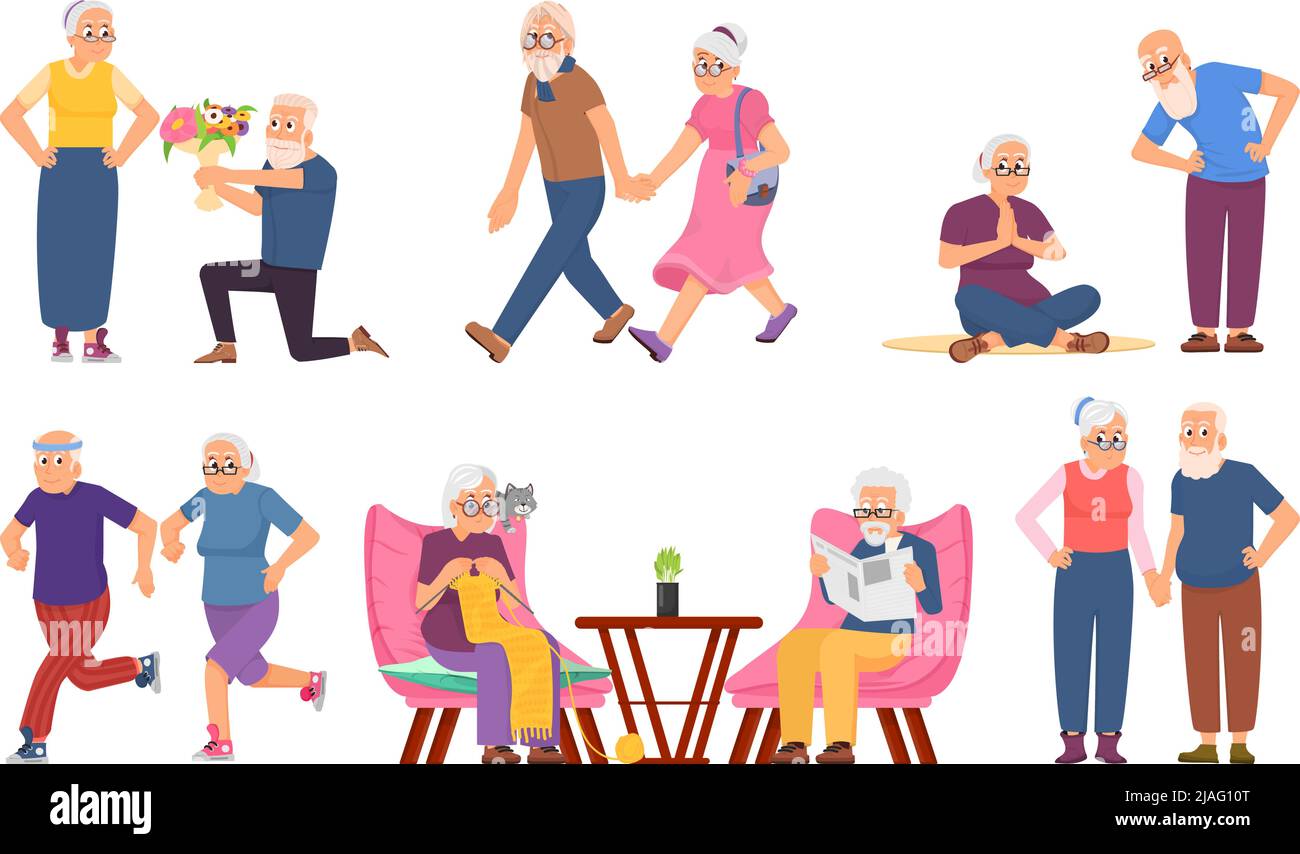 Happy elderly activity. Retirement seniors activities, healthy old