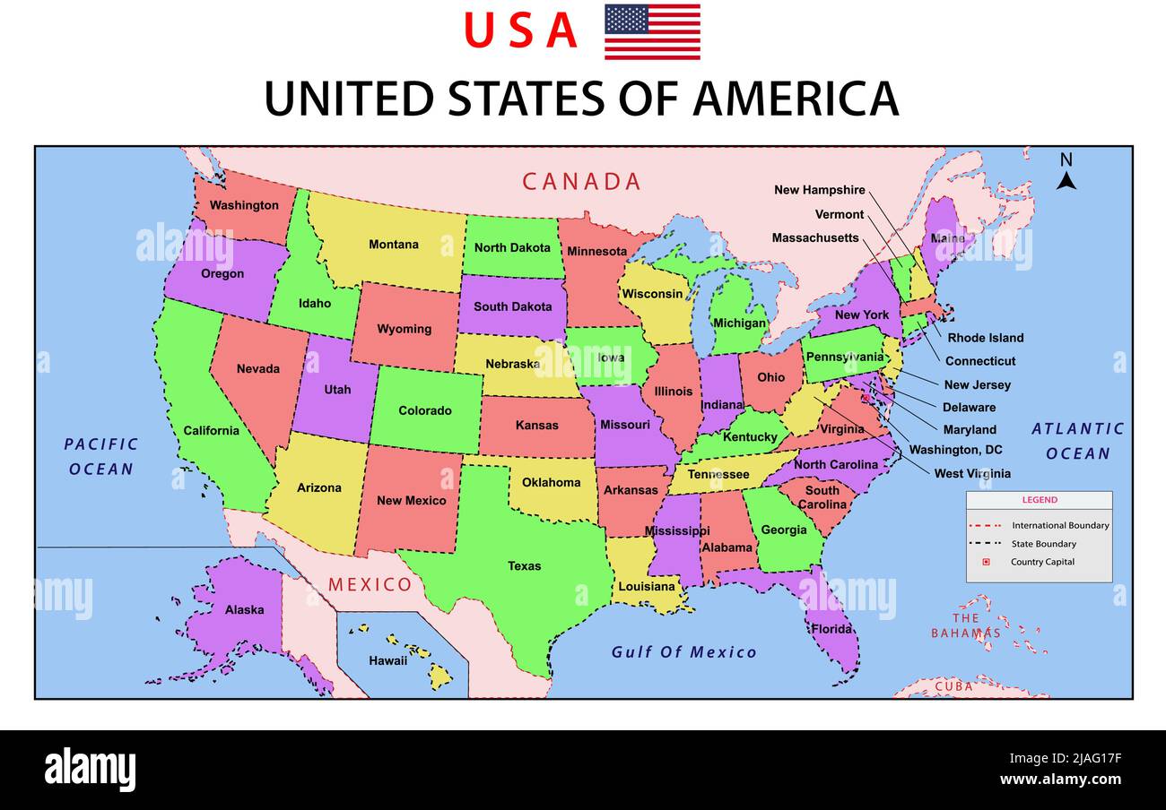 United States Map Political Map With States Atlas Cartographic Images
