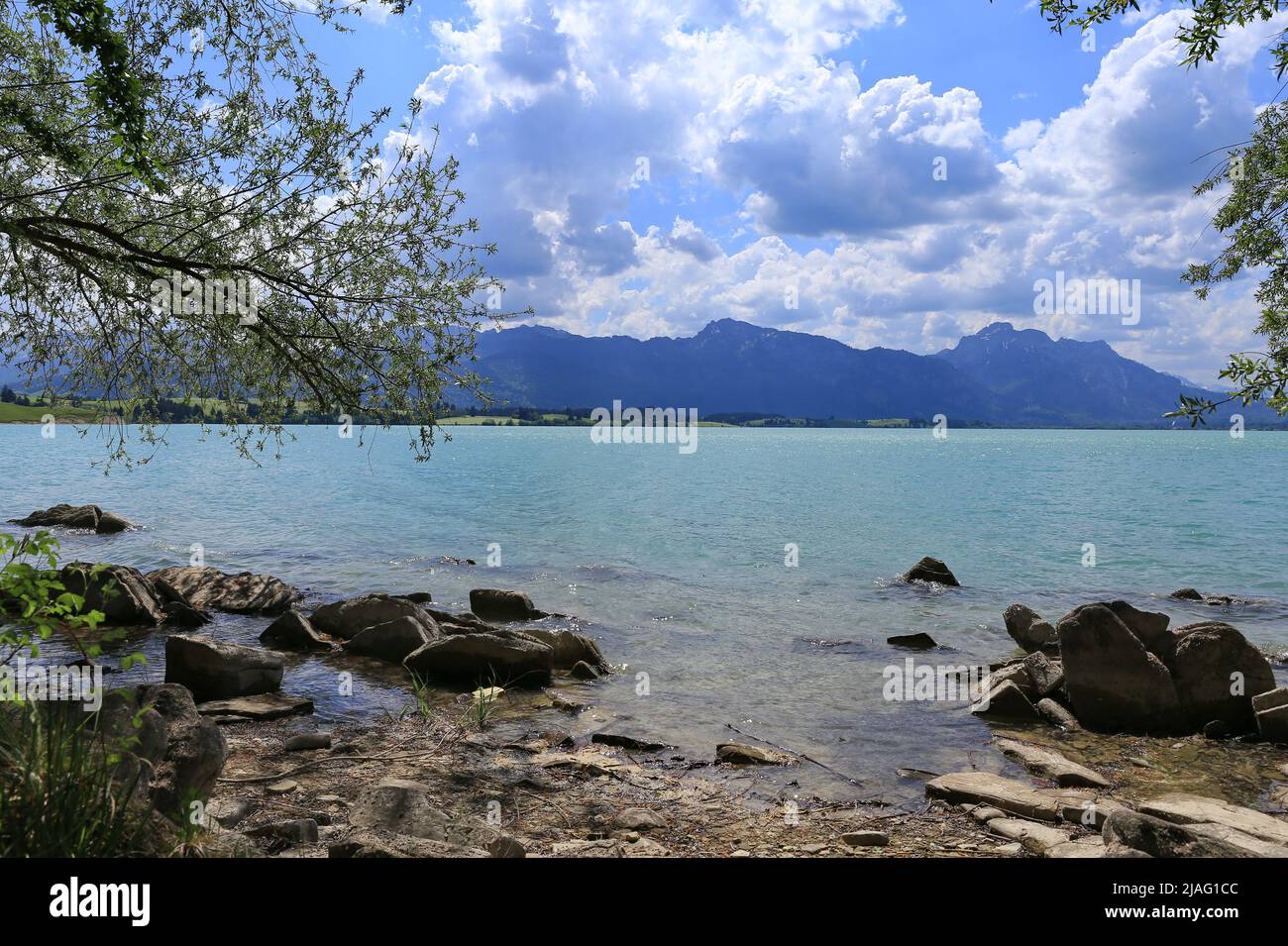 Beautiful weather mood at the Forggensee in the Allgäu region Stock Photo