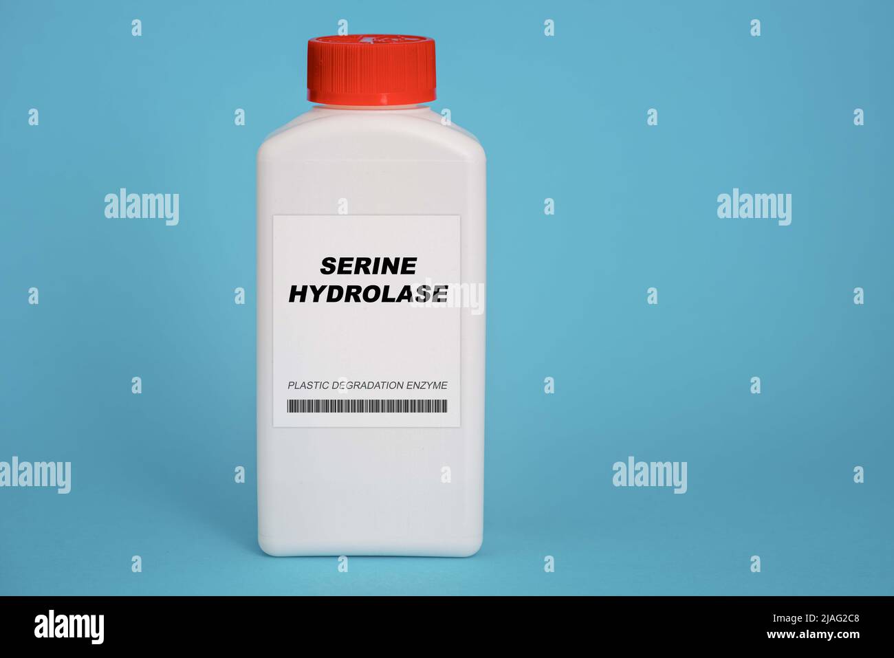 Serine hydrolase. Sample of Plastic-Eating Microbial Enzyme Stock Photo