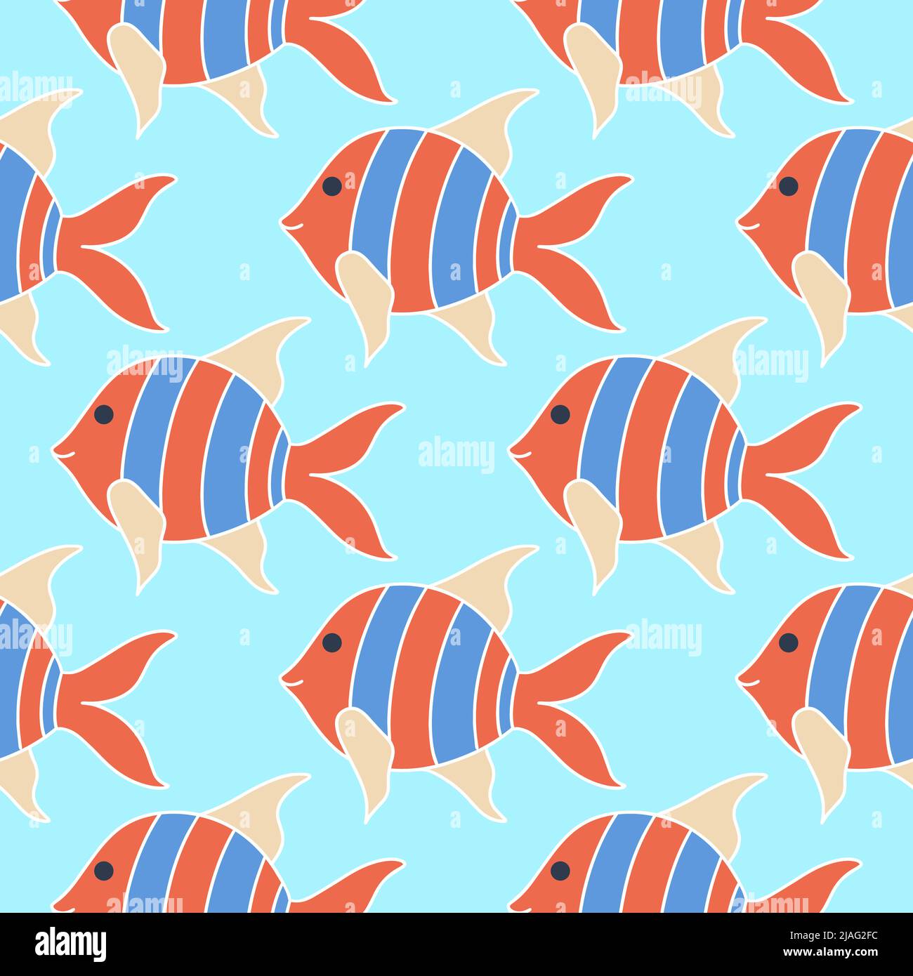 Colored striped baby fish seamless pattern. Sea underwater background