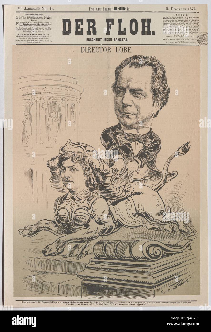 Director Lobe. '. Theodor Lobe, Director of the City Theater, and Kathi Frank as SPHINX writing by Alexandre-Théodore-Victor de Lameth, 1825, as Sphinx (title page of' Der Floh '). Carl von stubborn (1840-1905), artist Stock Photo
