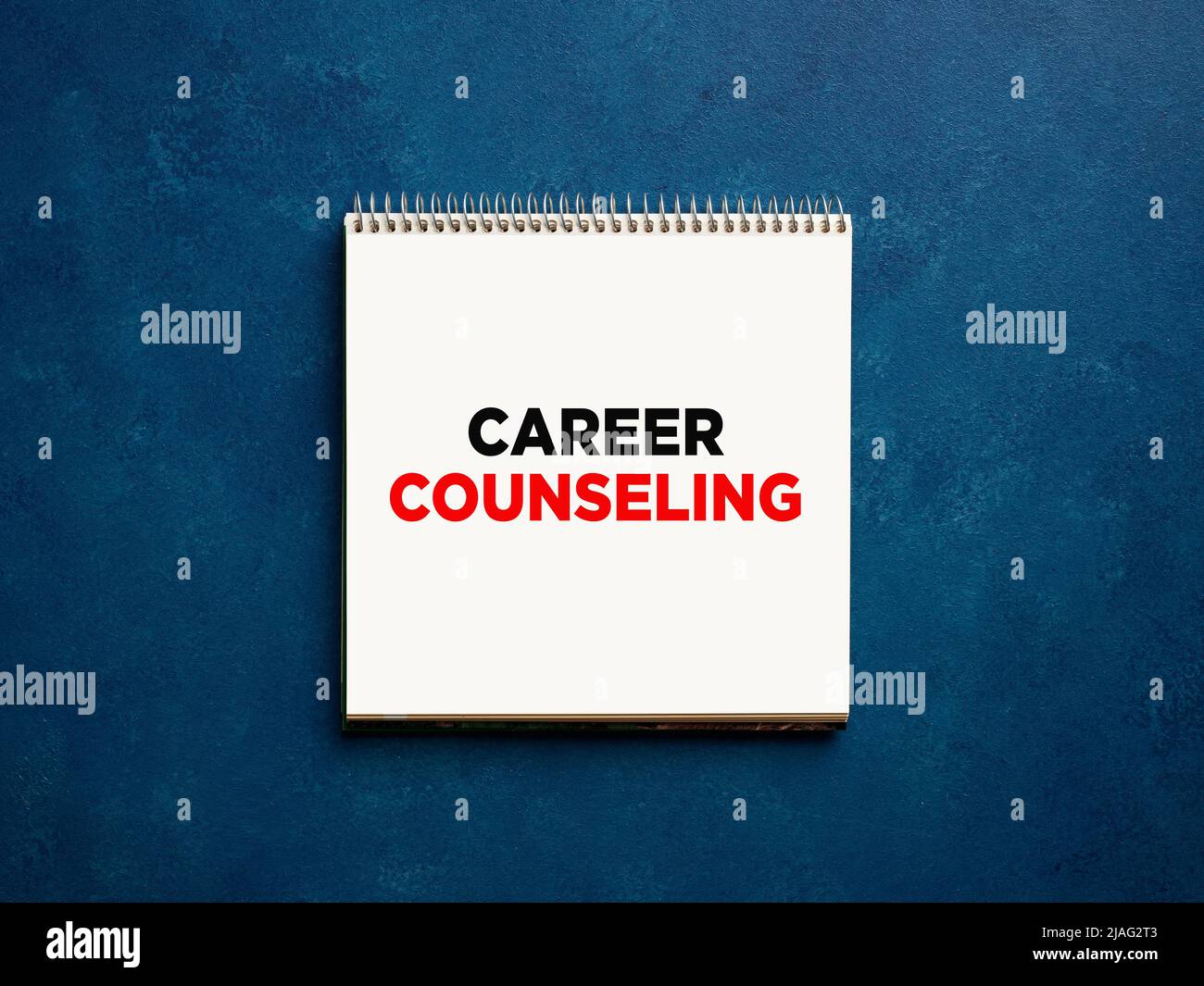 The word career counseling written on a notebook on business office