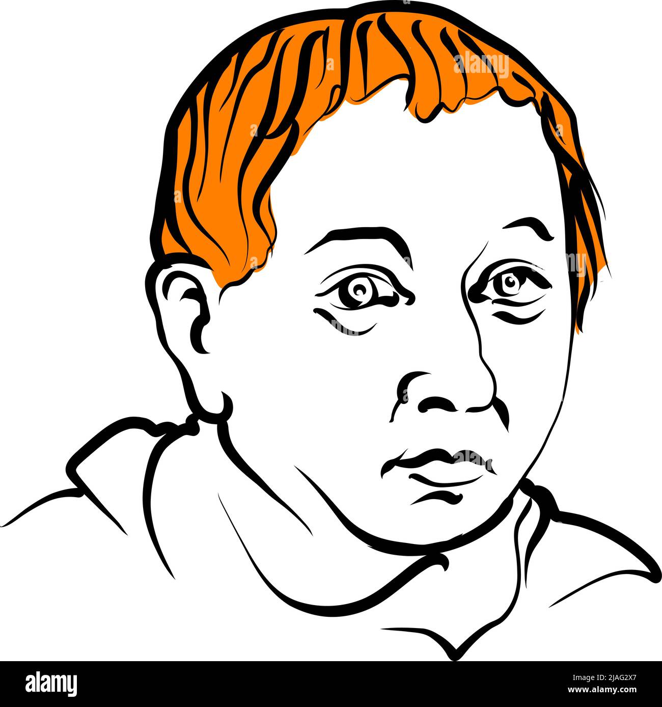 Bonaventura Francesco Cavalieri vector drawing with surface for hair. Hand-drawn outline sketch by artist Knut Hebstreit. Drawing for use on any marke Stock Vector