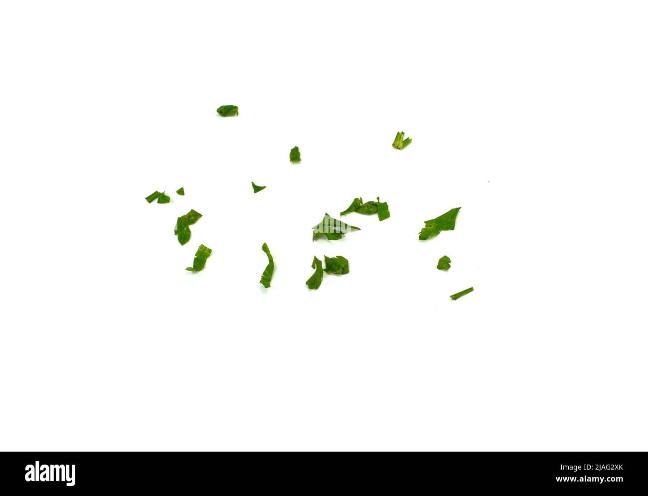 Aromatic Spice, chopped fresh celery leaves isolated on white. Aromatic