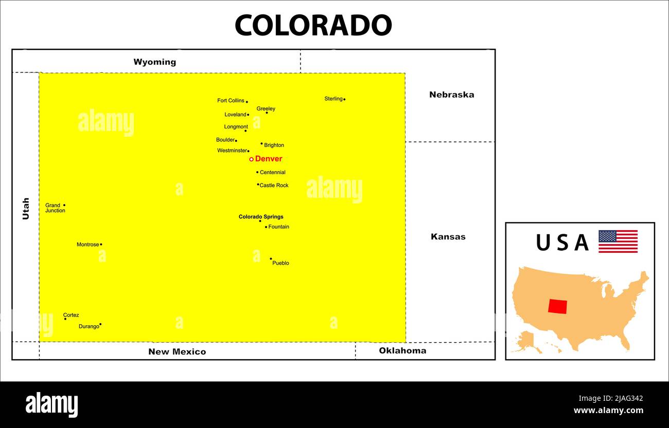 Colorado Map. State and district map of Colorado. Administrative and