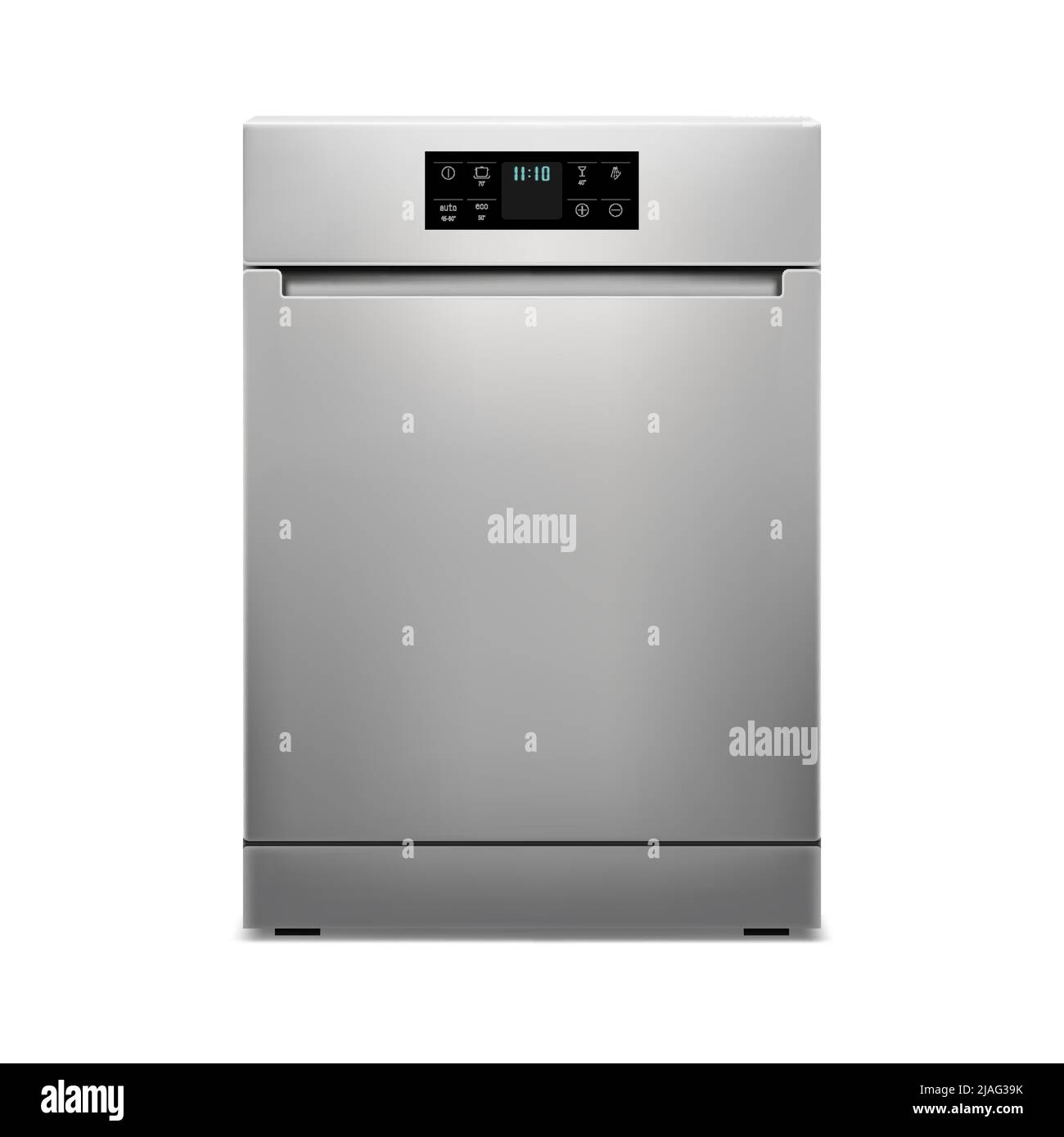 Dishwashing machine isolated on white background. Smart home appliance