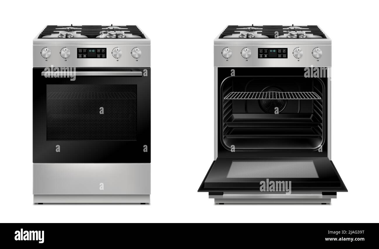 Modern gas stove, multi function stove with touch menu and timer in two