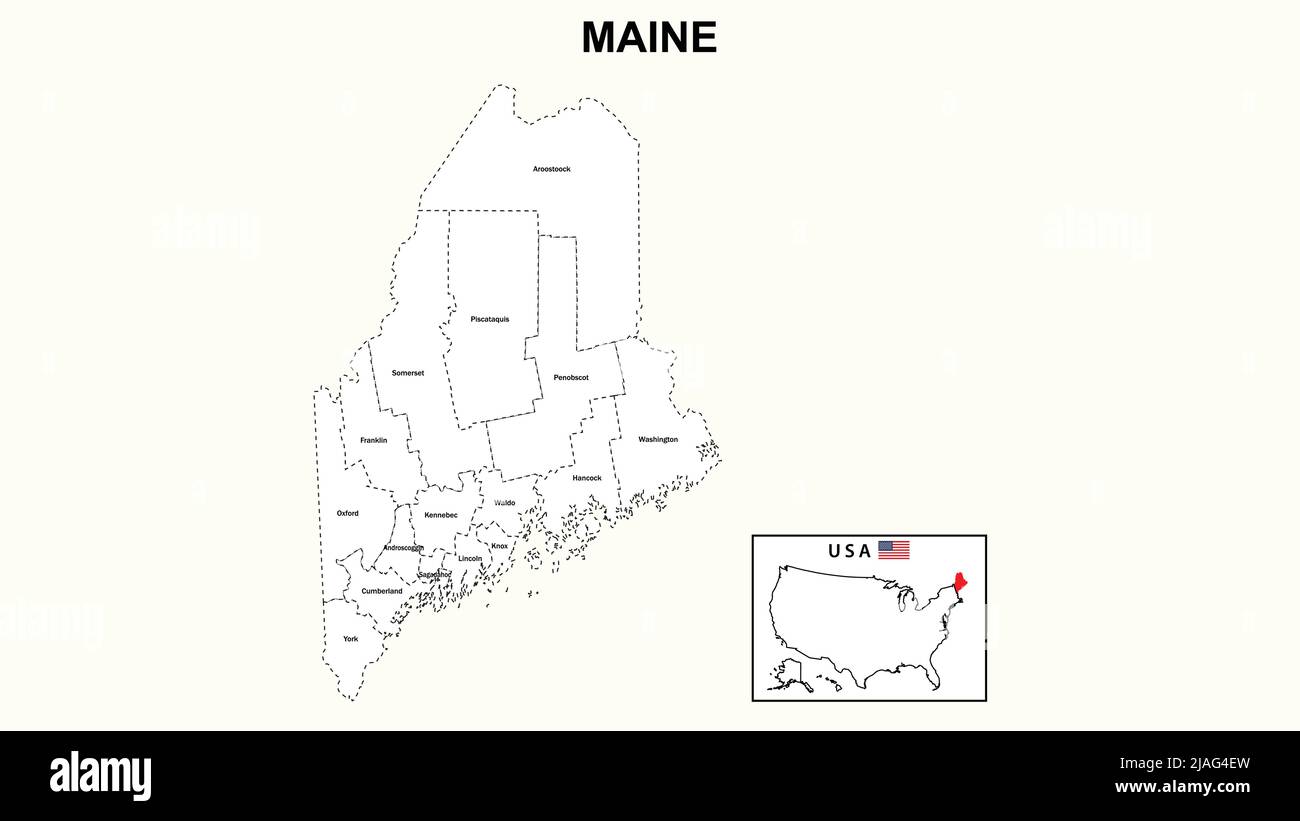 Maine Map. State and district map of Maine. Administrative map of Maine