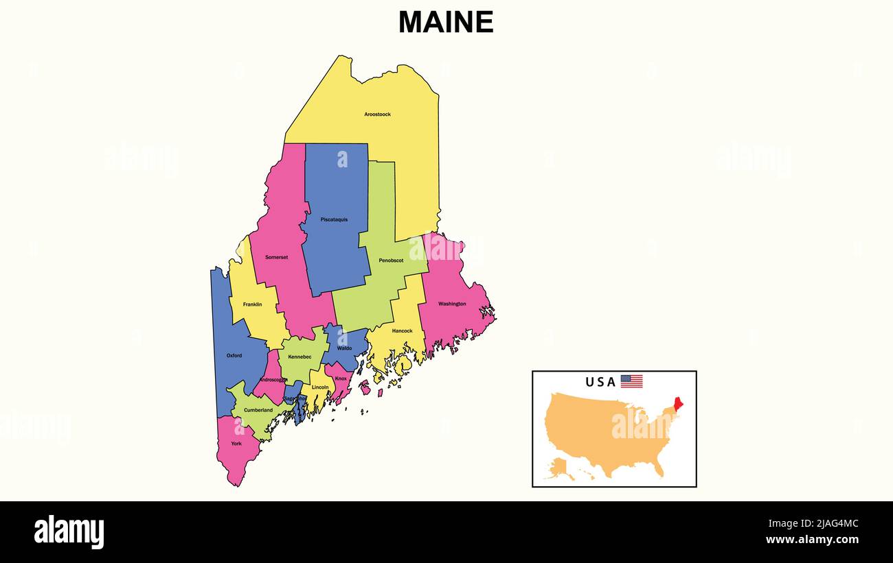 Maine Map District Map Of Maine In 2020 District Map Of Maine In Color With Capital 2JAG4MC 