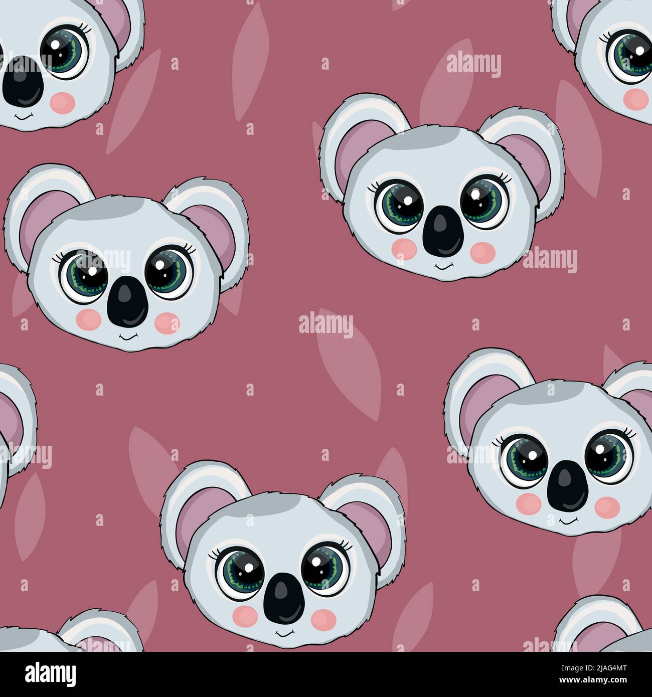 Seamless pattern with cute koala baby on color background. Funny ...