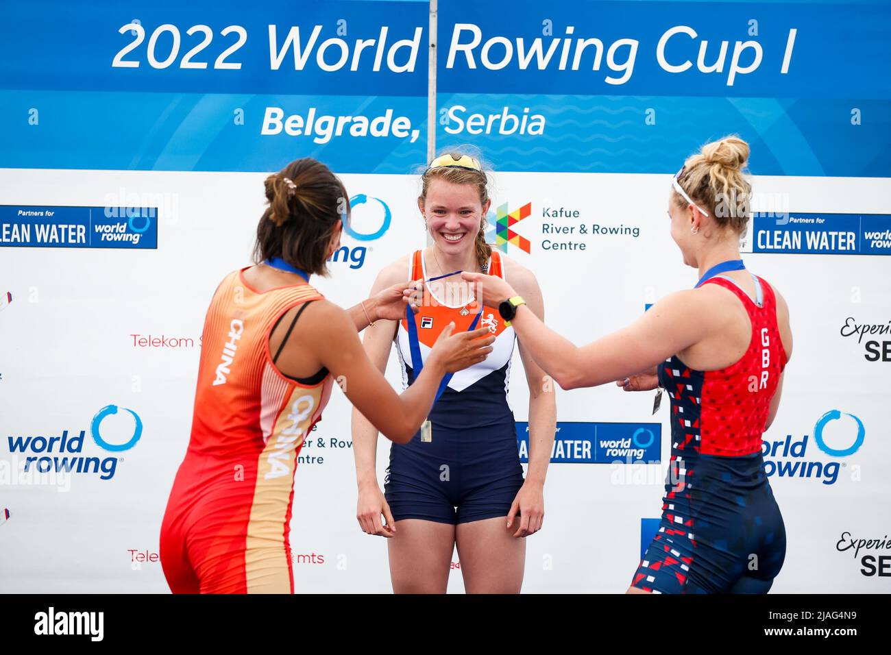BELGRADE, SERBIA - MAY 29: Shiyu Lu of China, Karolien Florijn of the ...