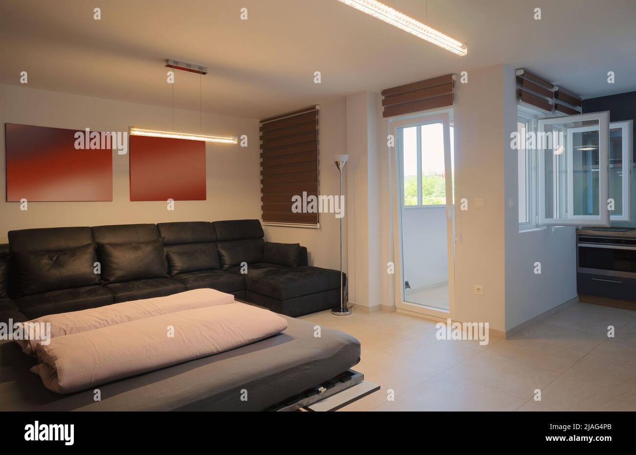 Interior of a new and modern apartment, prepared for renting. Stock Photo