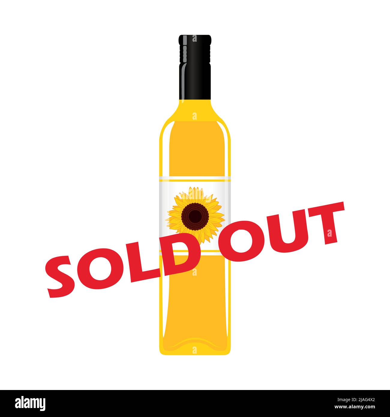 sunflower oil bottle sold out sign isolated Stock Vector