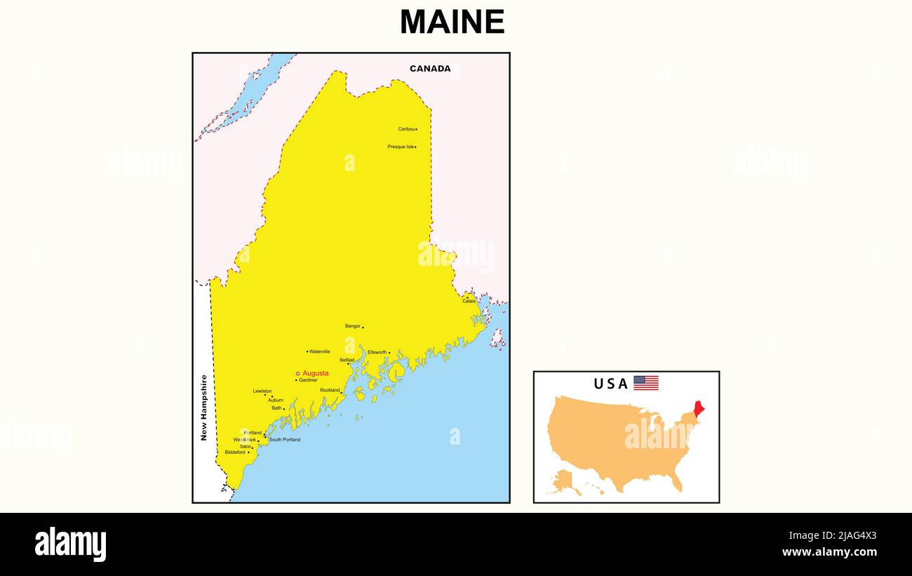 Maine Map. State and district map of Maine Stock Vector Image & Art Alamy