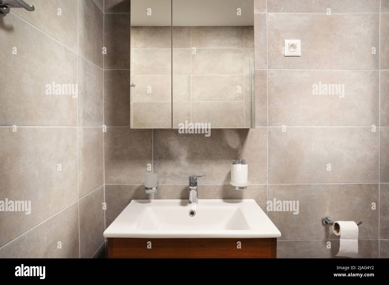 Interior of a new and modern small bathroom. Stock Photo