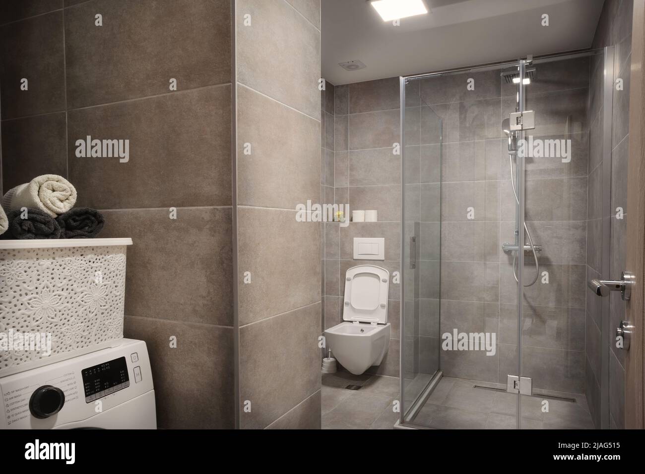 Interior of a new and modern small bathroom. Stock Photo
